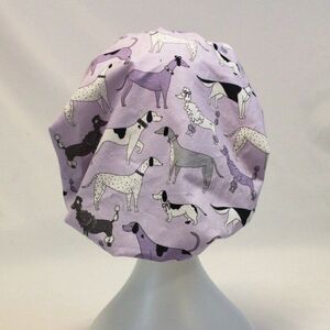 Lavender Dogs Bouffant Surgical Dental Scrub Cap Chemo Hat